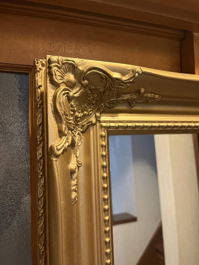 全身鏡 アンティーク調 ミラー 170cm 大型 ヴィンテージ調 ゴールド