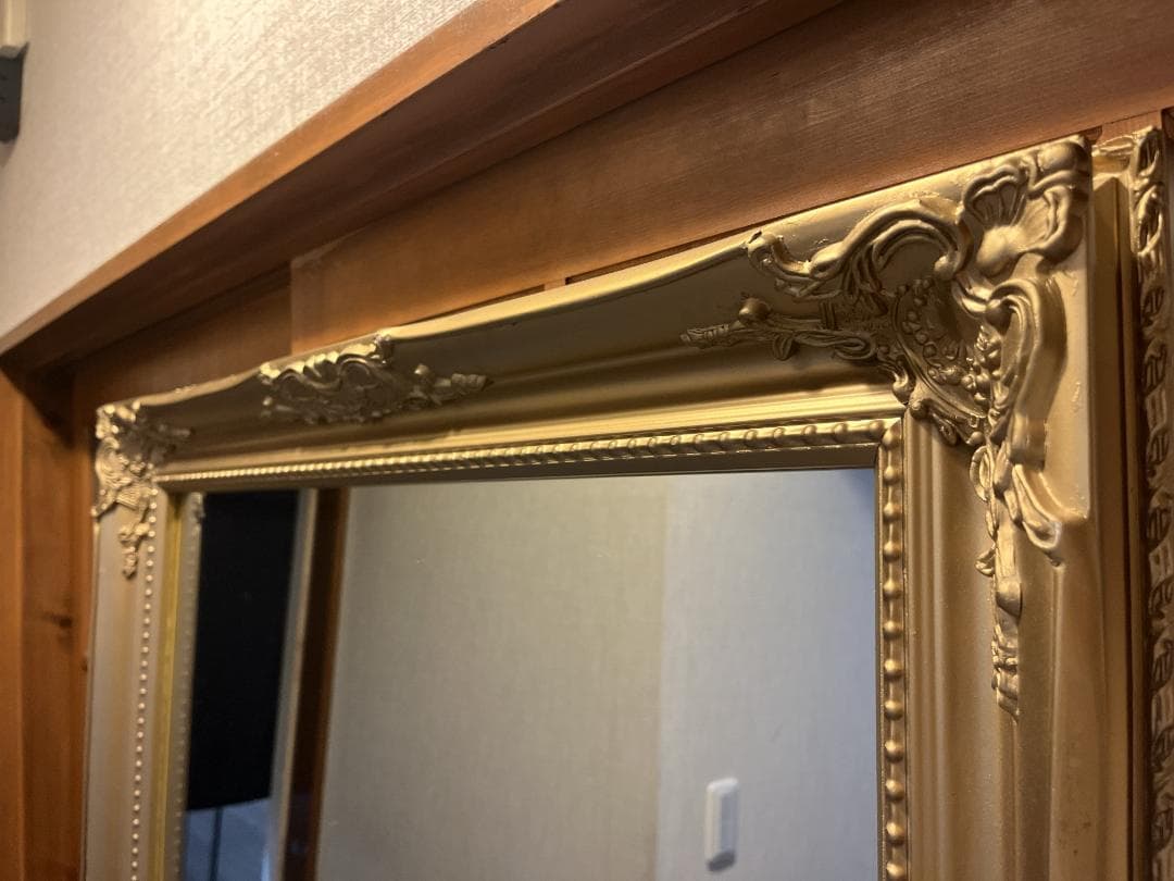 全身鏡 アンティーク調 ミラー 170cm 大型 ヴィンテージ調 ゴールド