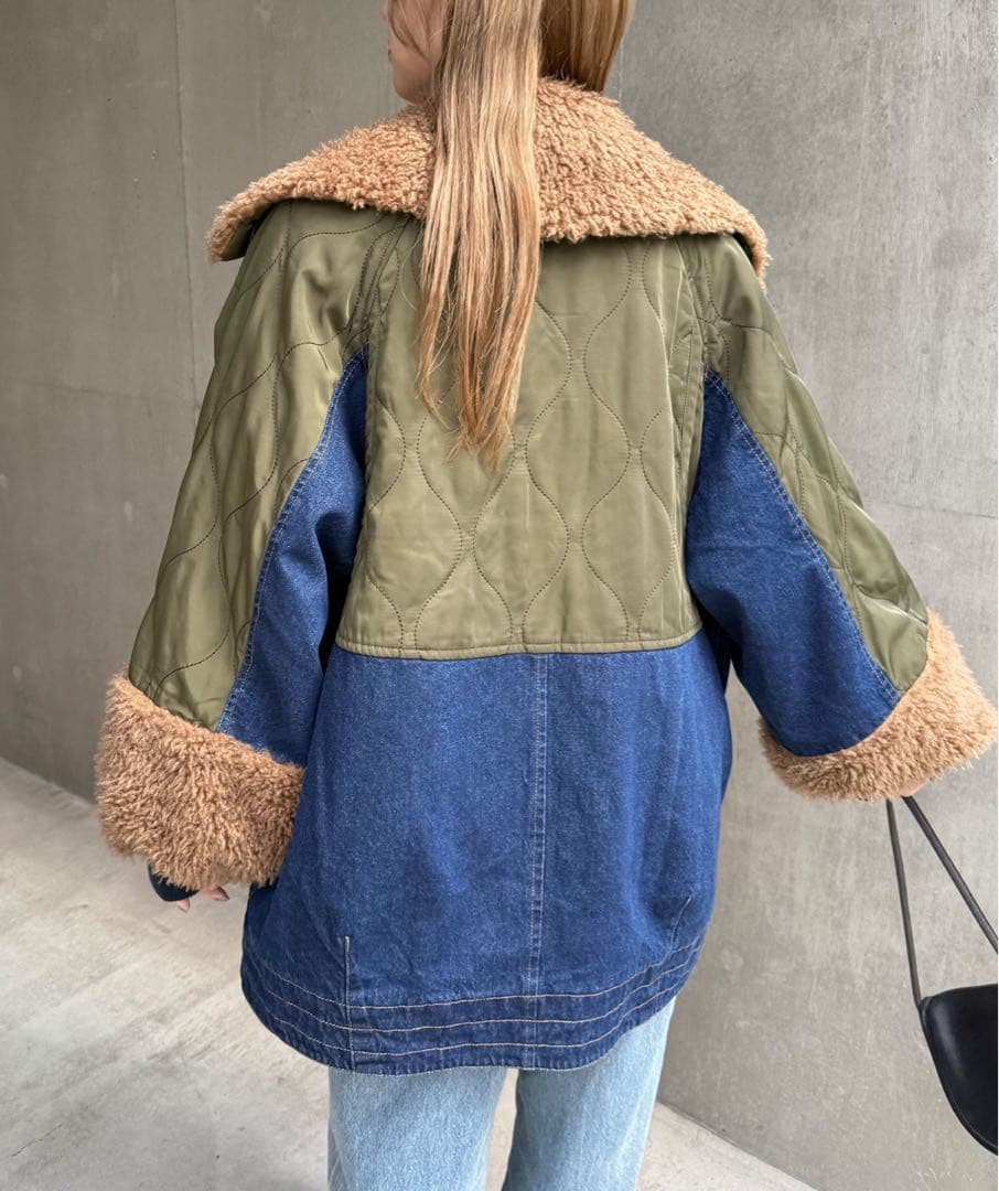 m*i様 DOUBLE NAME ボア2WAY ジャケット　インディゴブルー