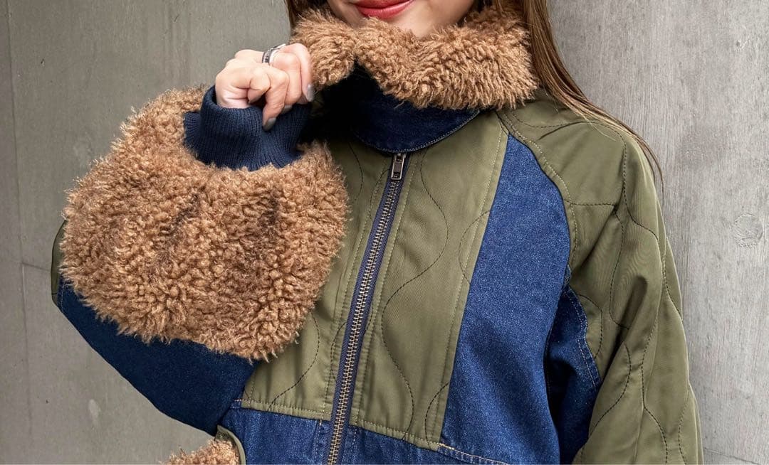 m*i様 DOUBLE NAME ボア2WAY ジャケット　インディゴブルー