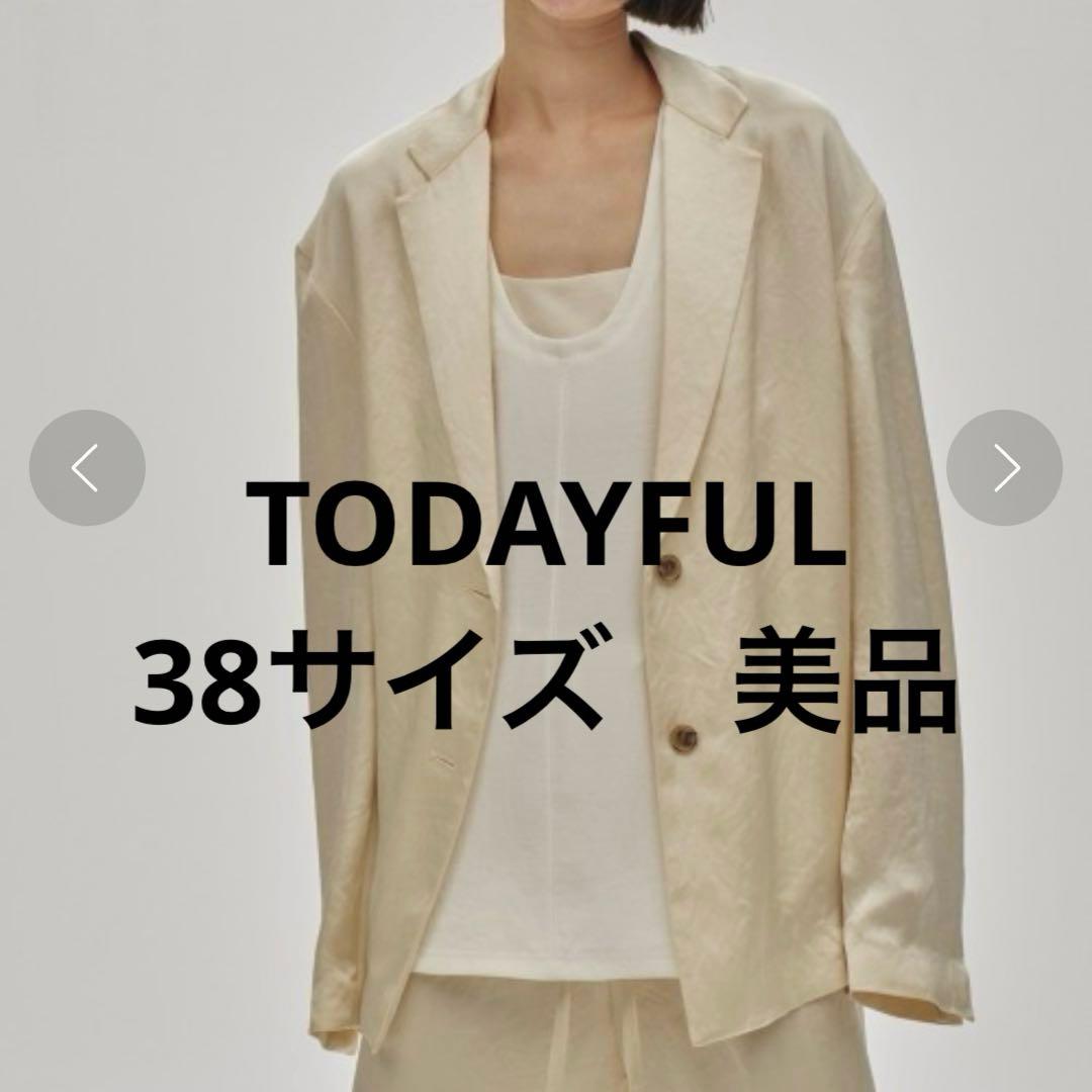 TODAYFUL サテンオーバージャケット　エクリュ　長袖　テーラード　38美品