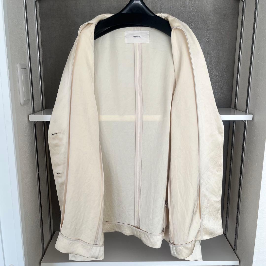 TODAYFUL サテンオーバージャケット　エクリュ　長袖　テーラード　38美品