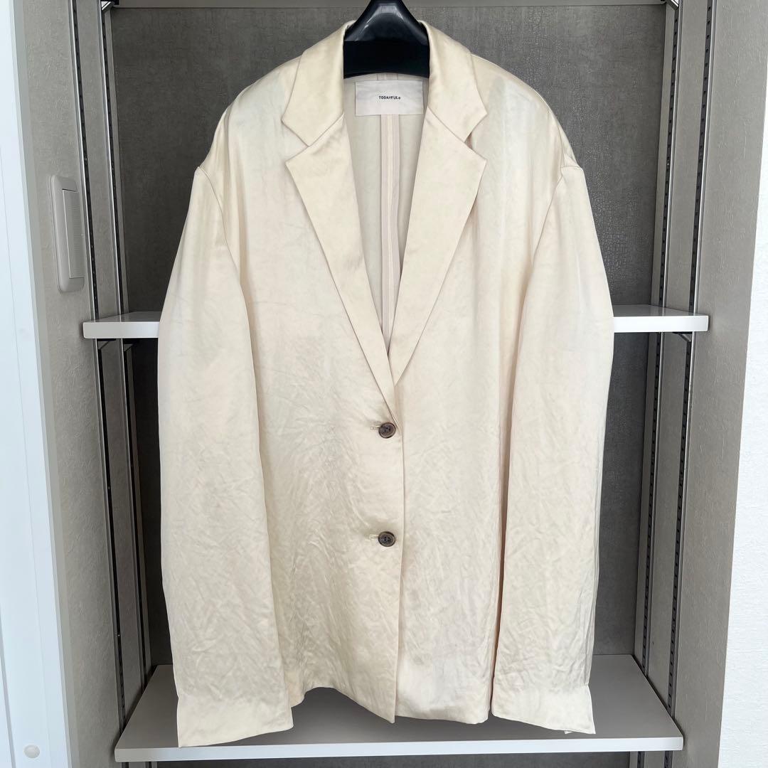 TODAYFUL サテンオーバージャケット　エクリュ　長袖　テーラード　38美品