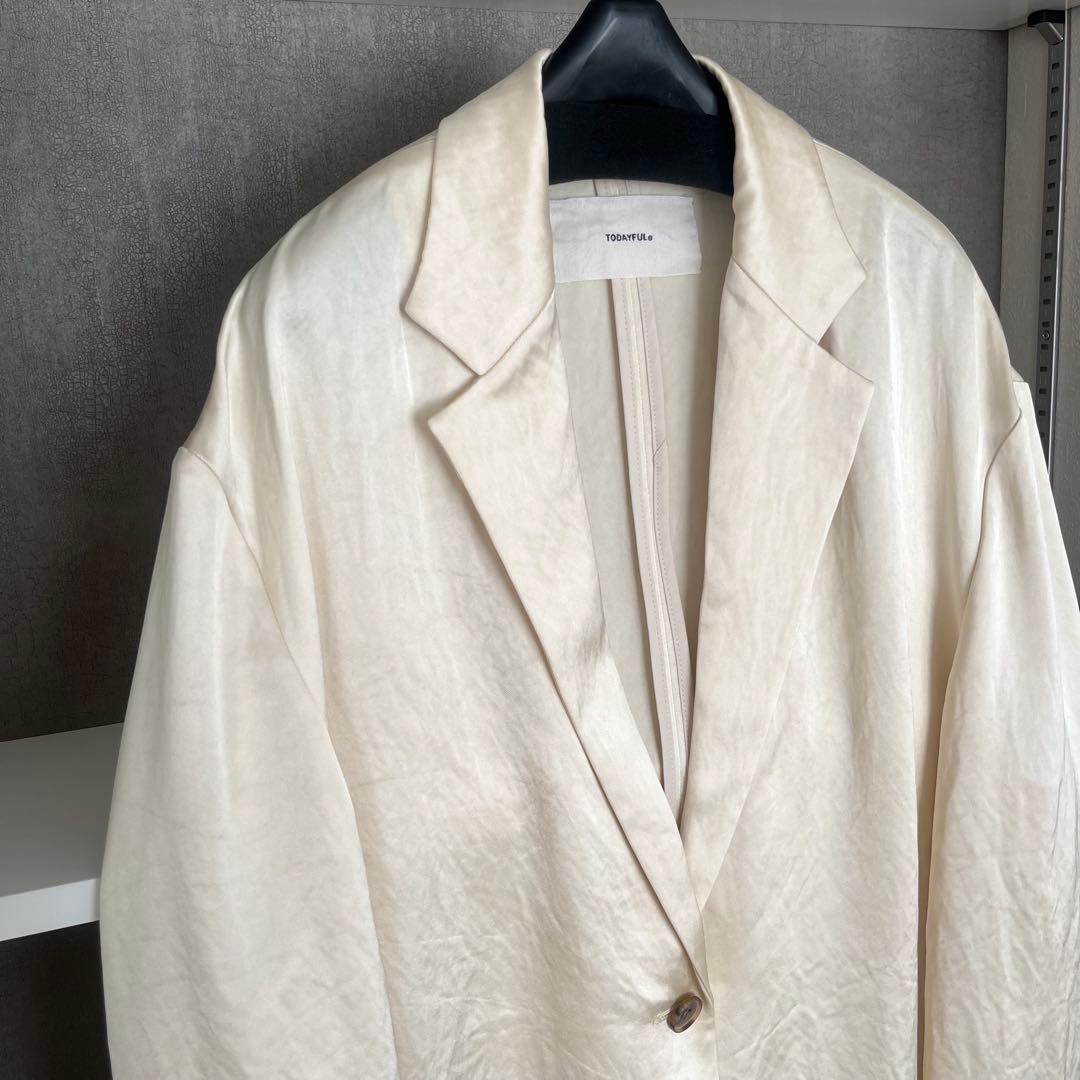 TODAYFUL サテンオーバージャケット　エクリュ　長袖　テーラード　38美品