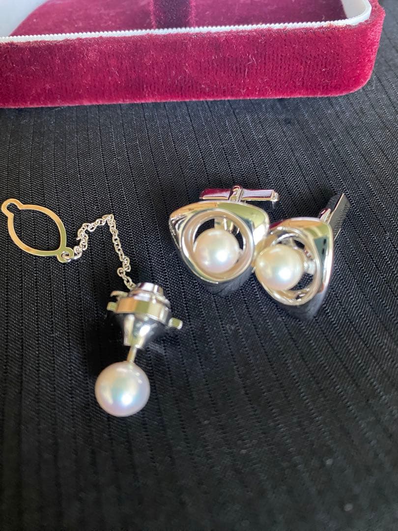 田崎真珠ホワイトパール ネクタイピンセット