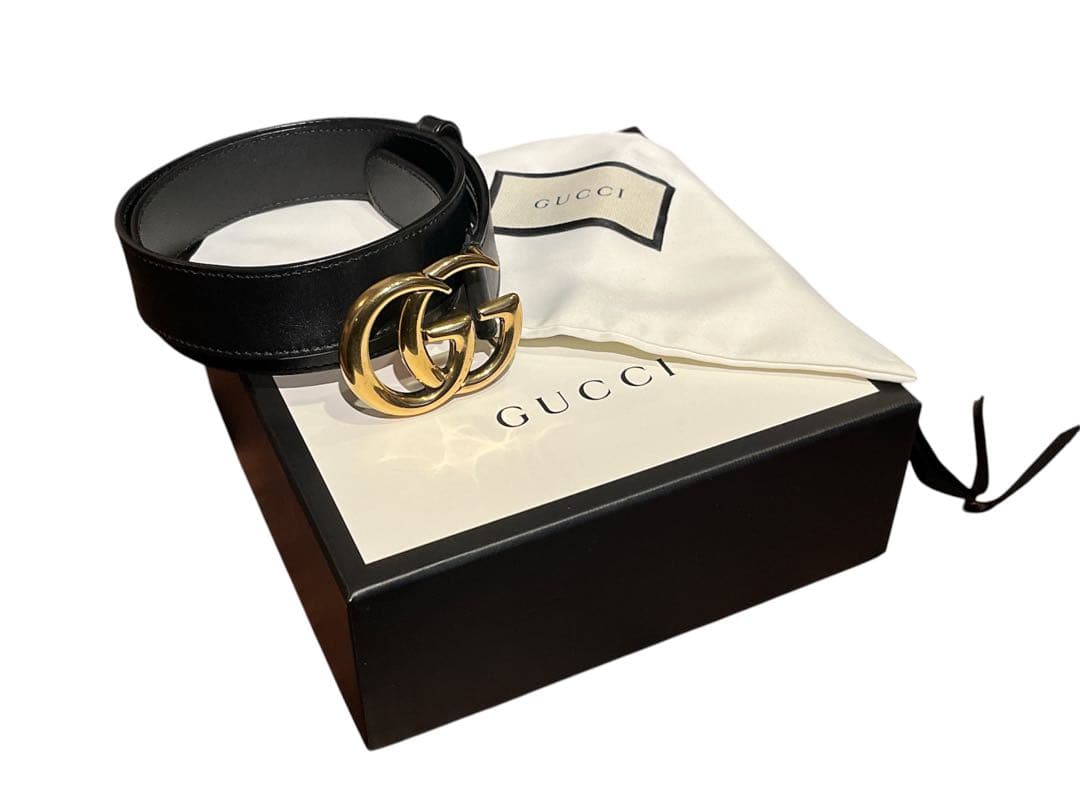 ★(中古美品) GUCCI ダブルGロゴ ベルト ブラック★