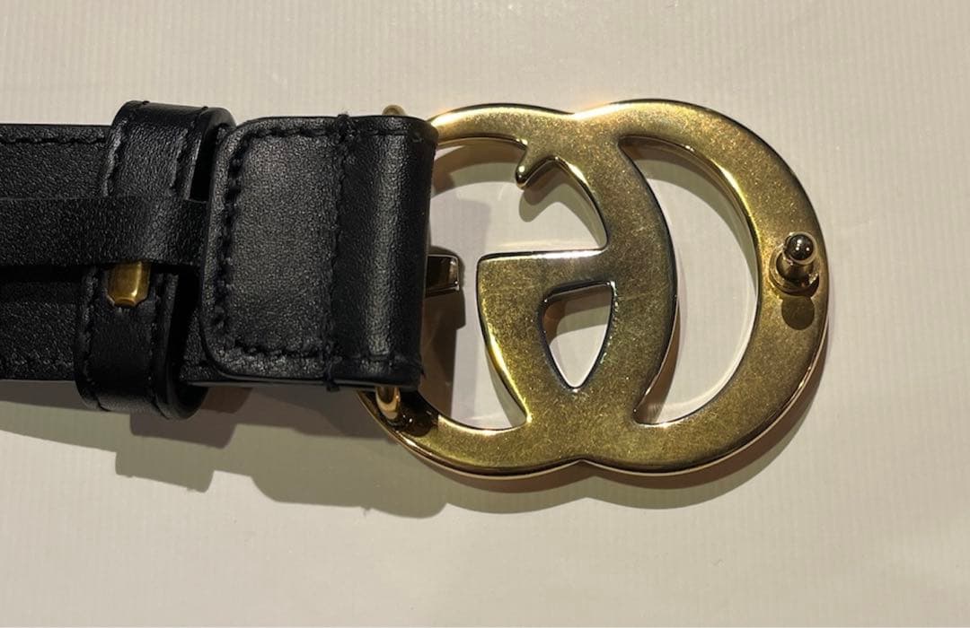 ★(中古美品) GUCCI ダブルGロゴ ベルト ブラック★