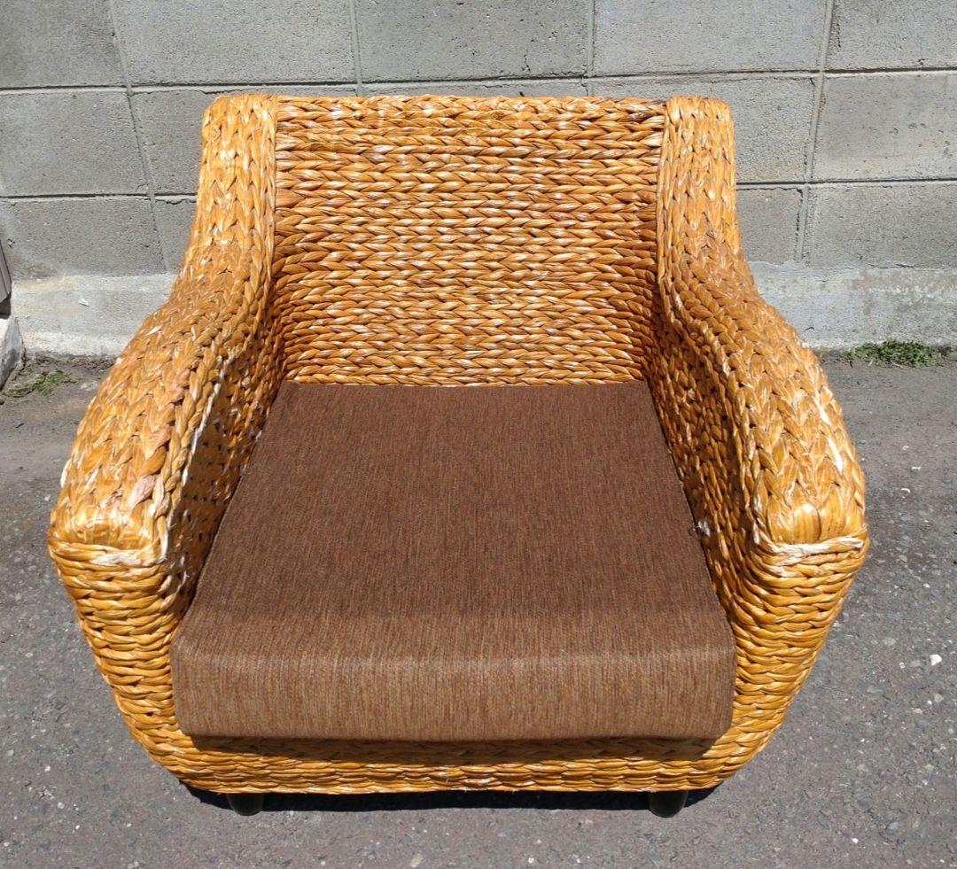 1人掛けソファ　バリ風 ウォーターヒヤシンス　バルコニー