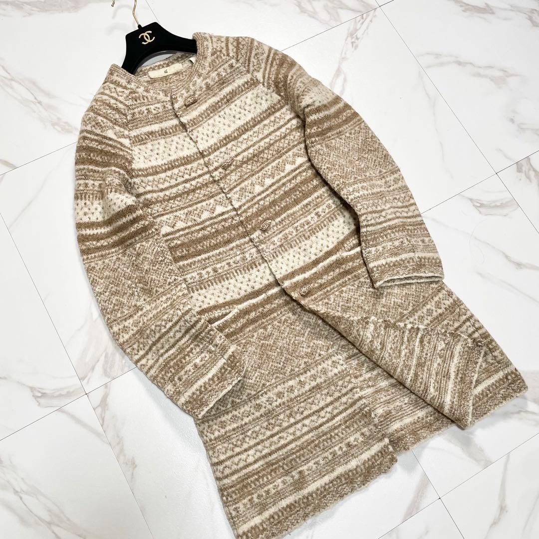 45R 圧縮 ノーカラーニットコート アルパカ hand graded 1