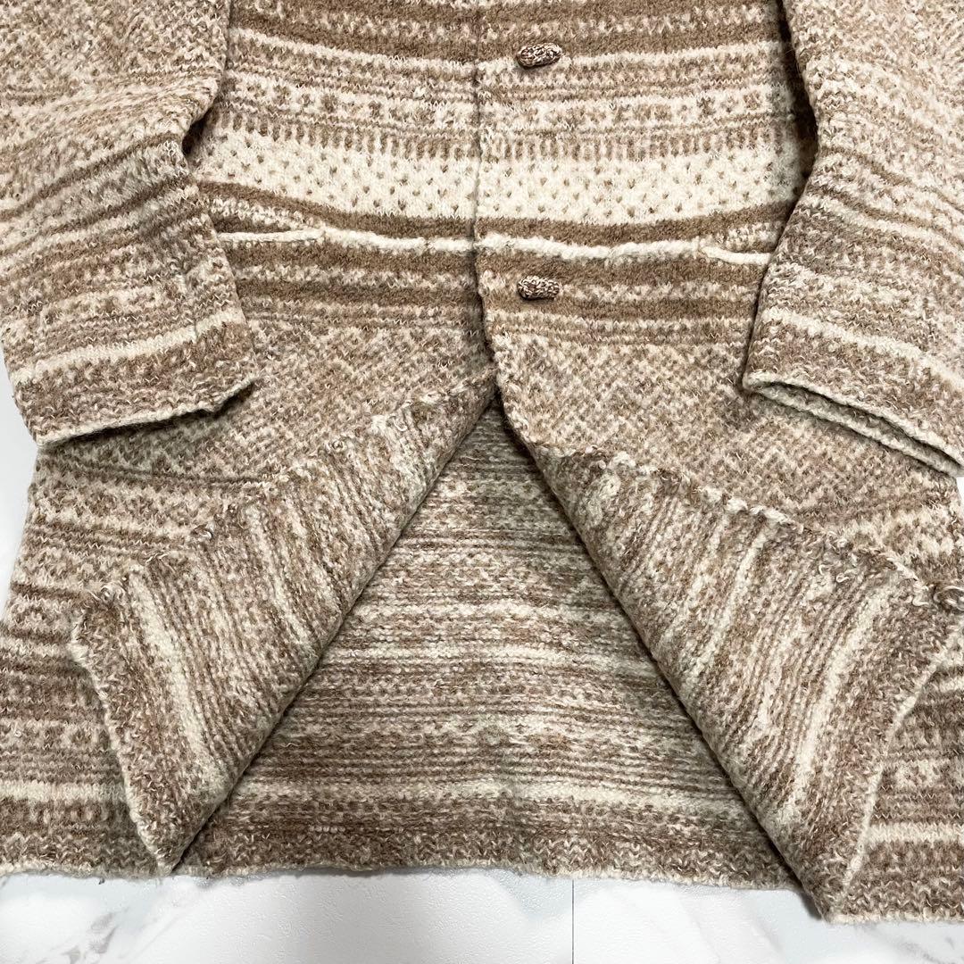 45R 圧縮 ノーカラーニットコート アルパカ hand graded 1