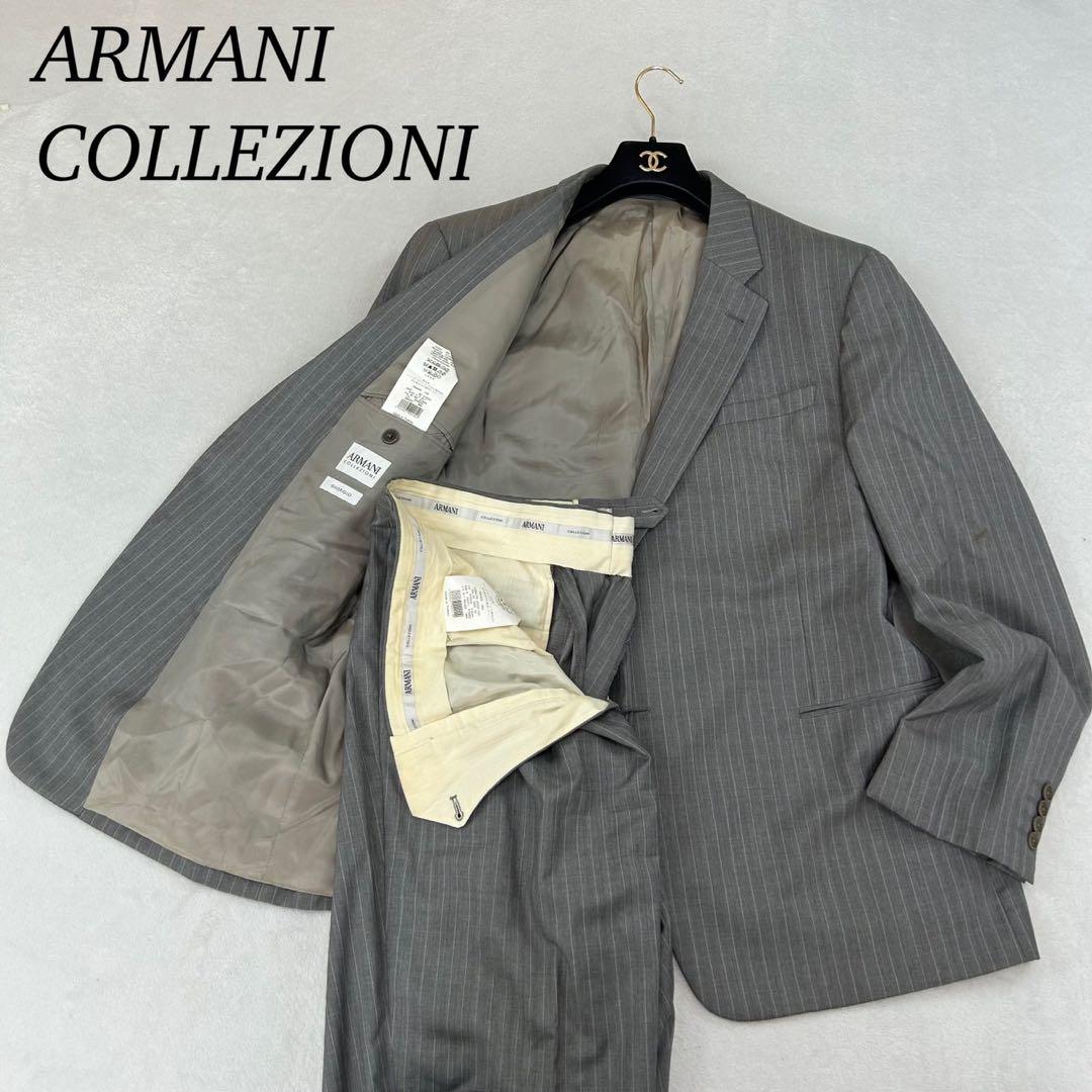 K622 XXL アルマーニコレツォーニ シルク混 スーツ上下 グレー メンズ