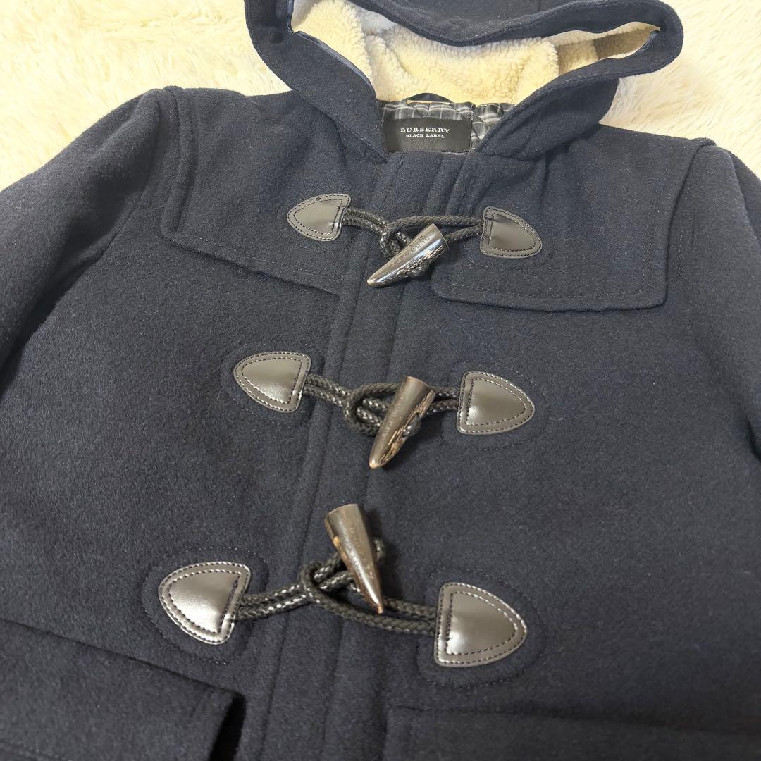 美品 バーバリーブラックレーベル ダッフルコート ボアフード ブラック L
