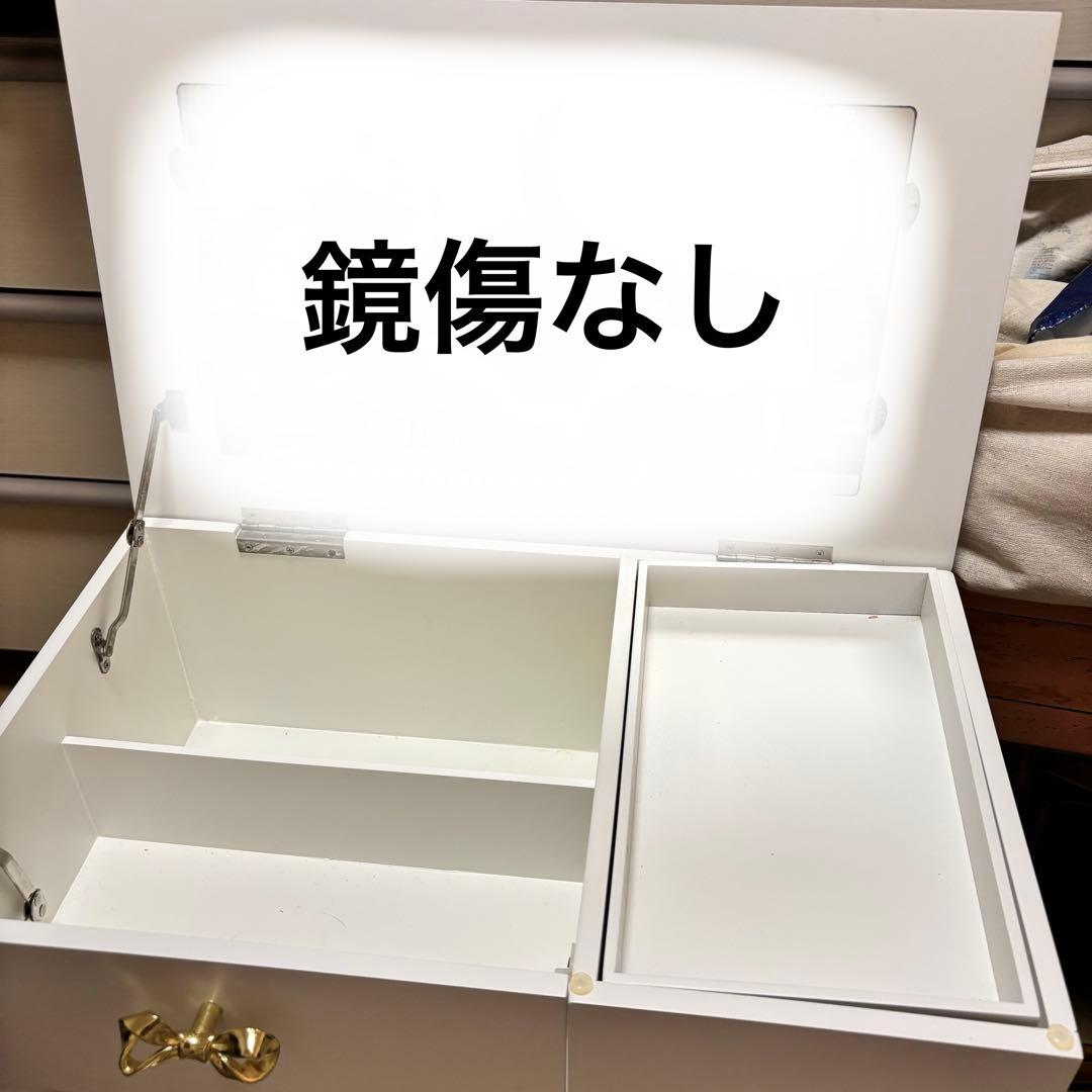 たっぷり収納コスメワゴン／リボン＆クリスタル取っ手