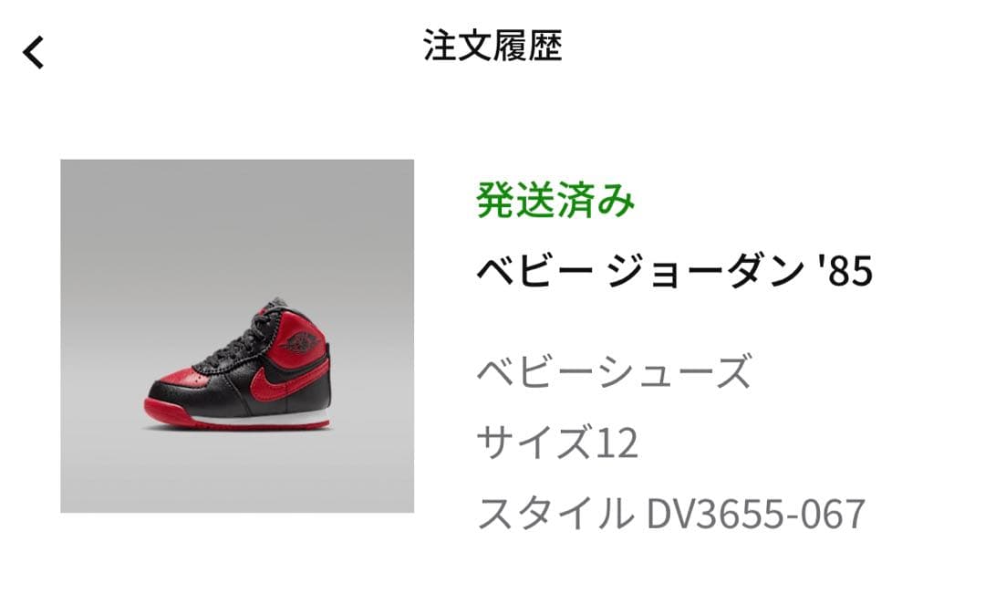 ベビー・ジョーダン '85 黒/赤 スニーカー　サイズ12