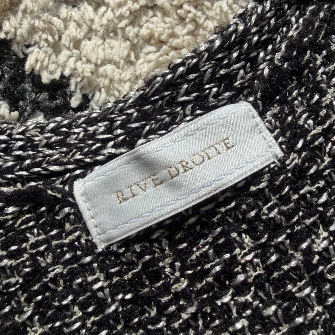 美品✨リヴドロワ ツイードニットカーディガン 黒　ブラック フリンジ