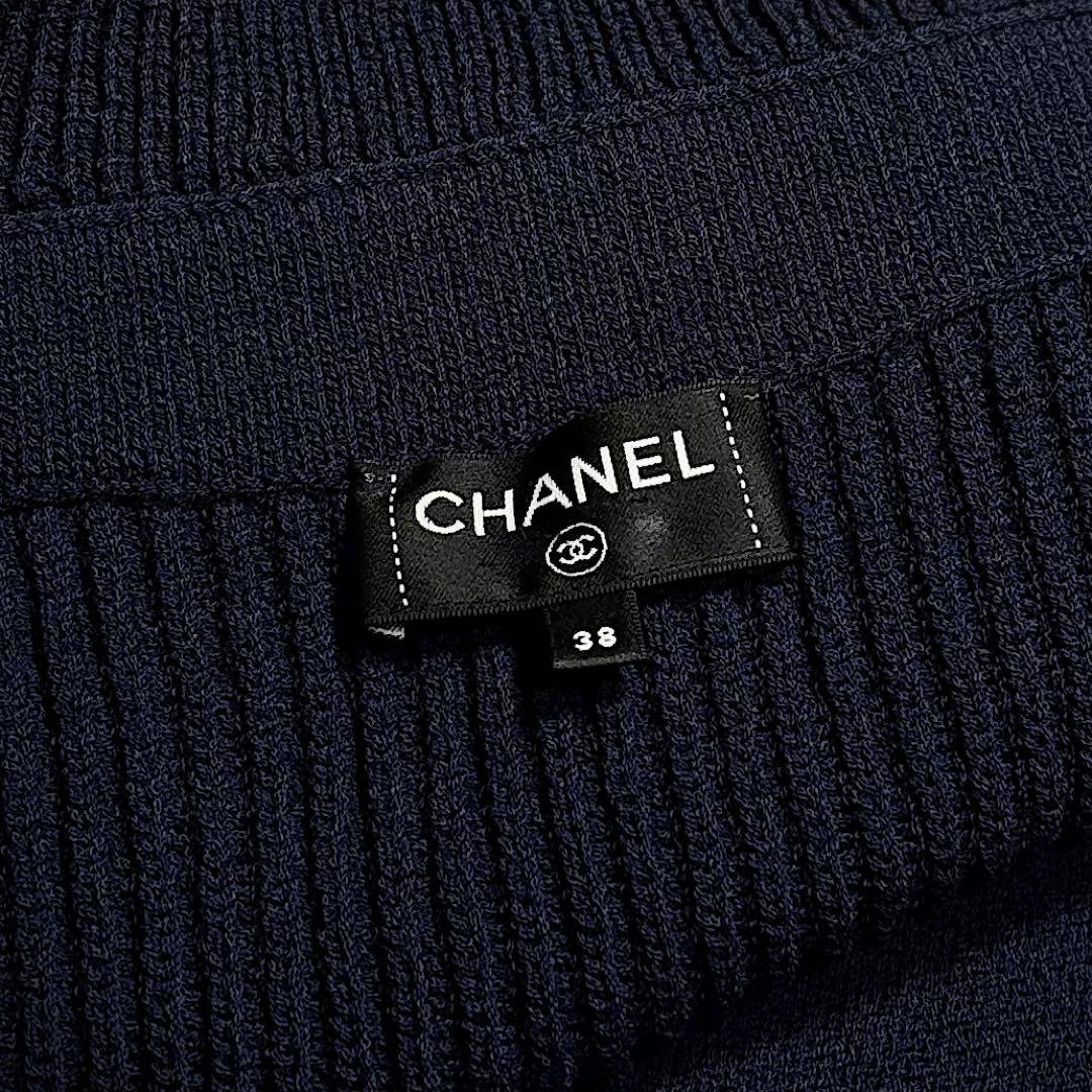 CHANEL シャネル ニットカーディガン ジャケット ネイビー サイズ38