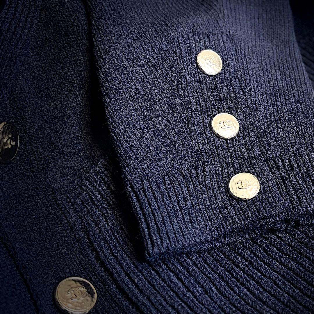 CHANEL シャネル ニットカーディガン ジャケット ネイビー サイズ38