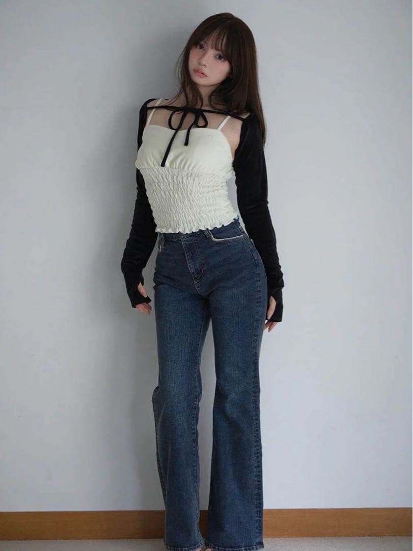 トップス andmary Mei shirring tops black