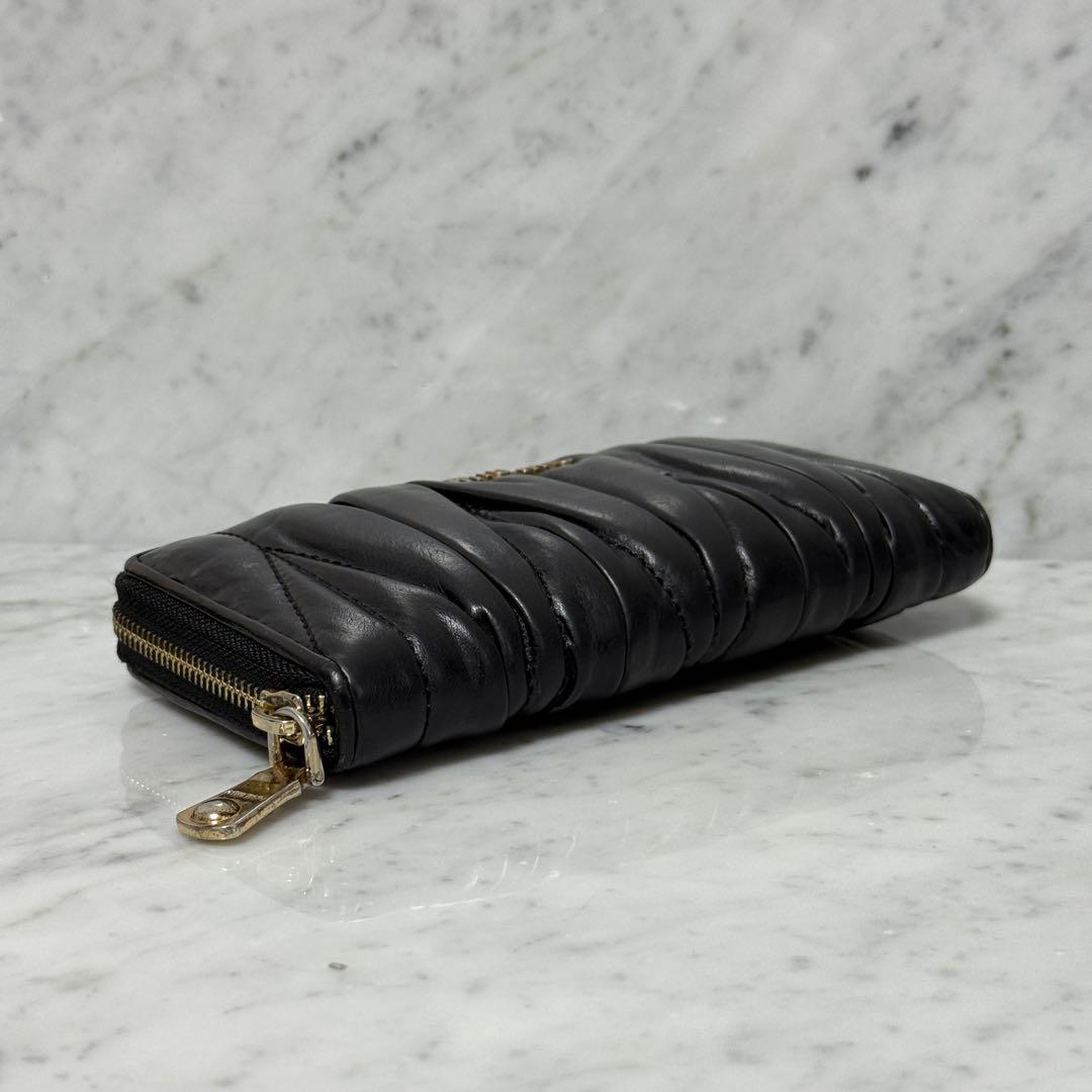 MIUMIU ミュウミュウ 長財布 ブラック 黒 キルティング ジップ ロゴ