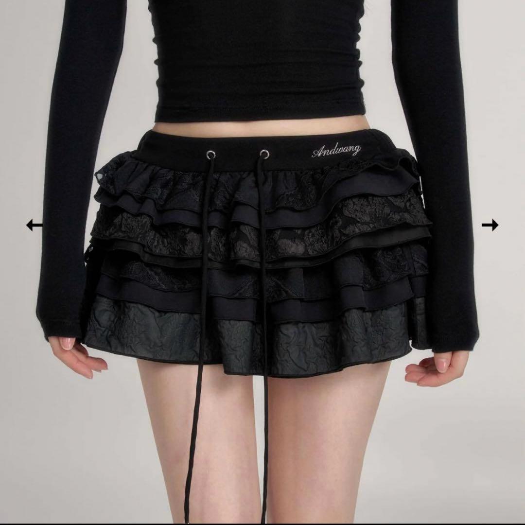 andwang スカート フリル 黒