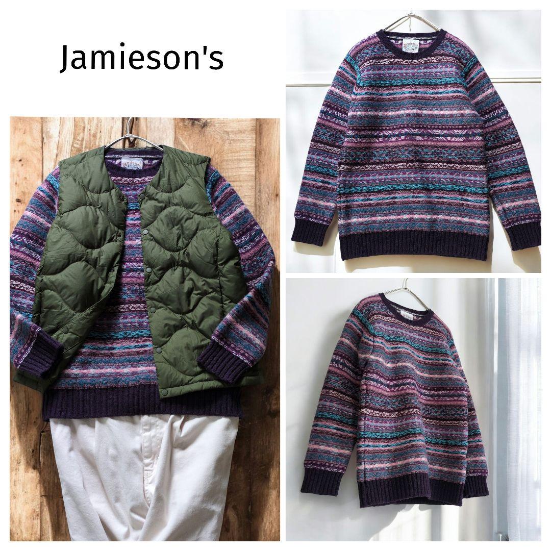 美品 Jamieson's フェアアイル ニットセーター 総柄 L ユニセックス