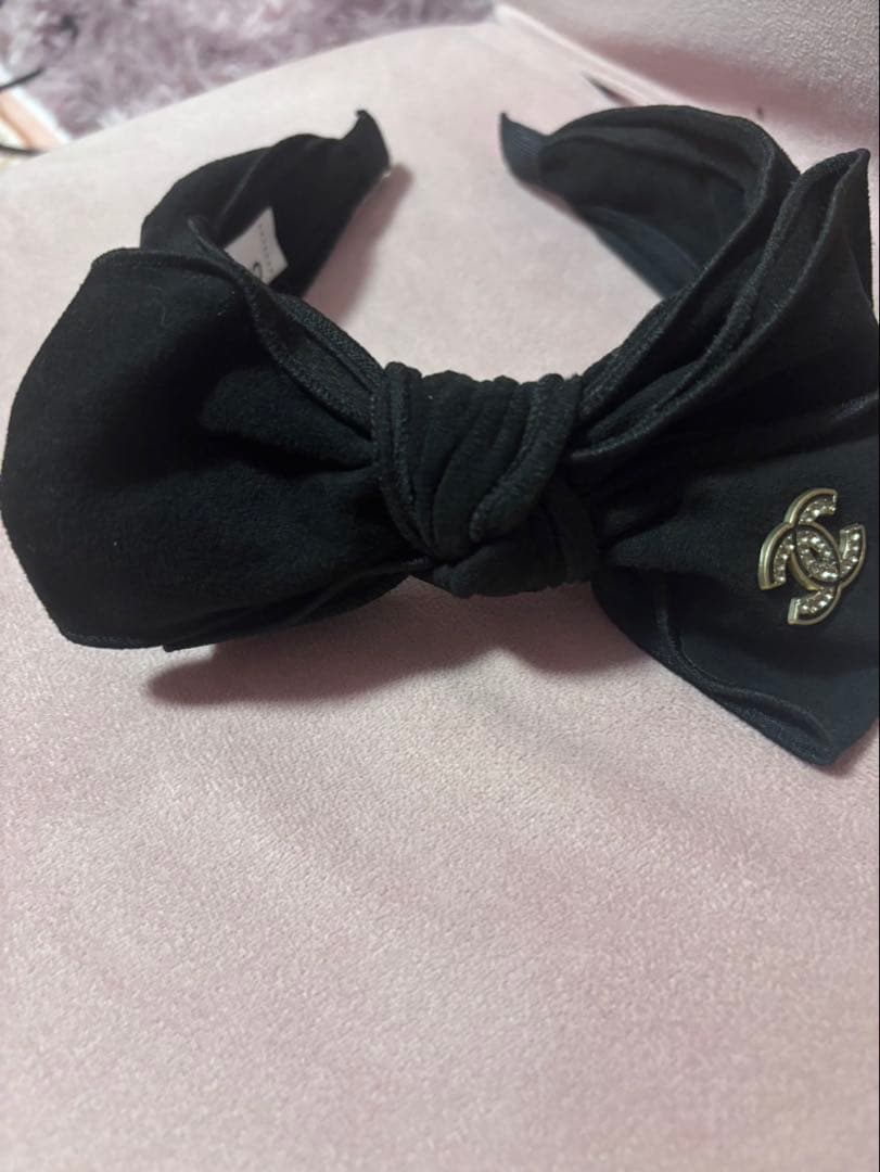 ノベルティ　CHANEL ブラック リボン ヘアバンド