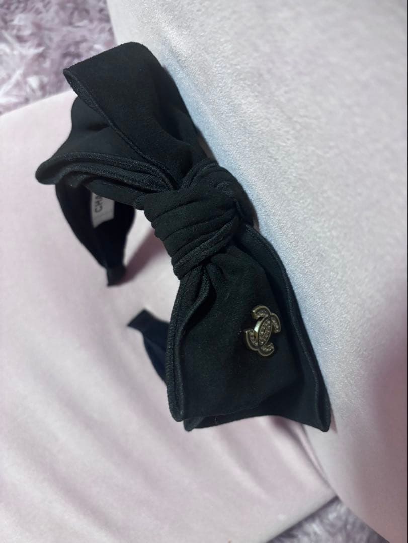 ノベルティ　CHANEL ブラック リボン ヘアバンド