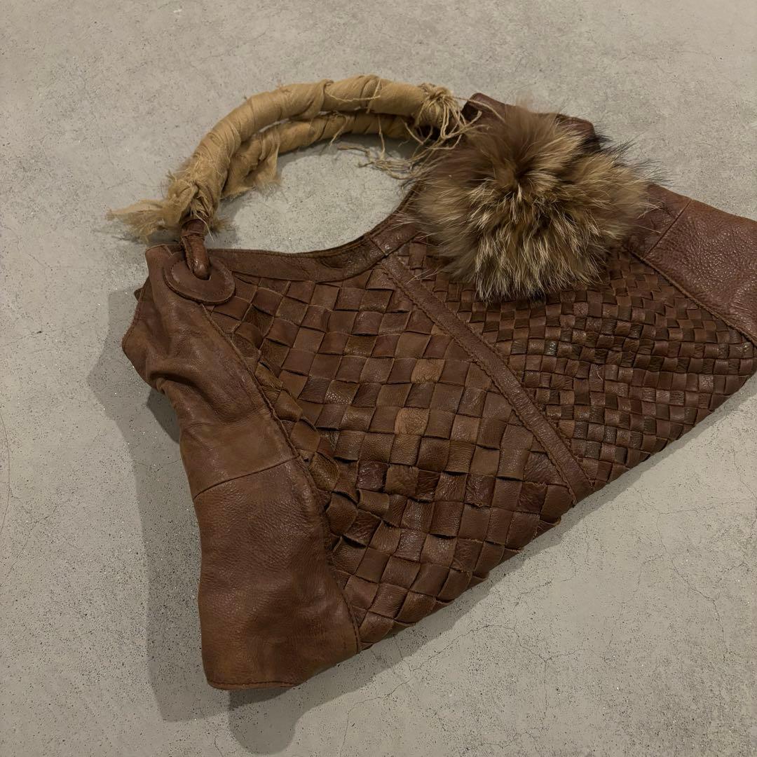 00’s archive goaレザーバッグ　ファー y2k 亜熱帯