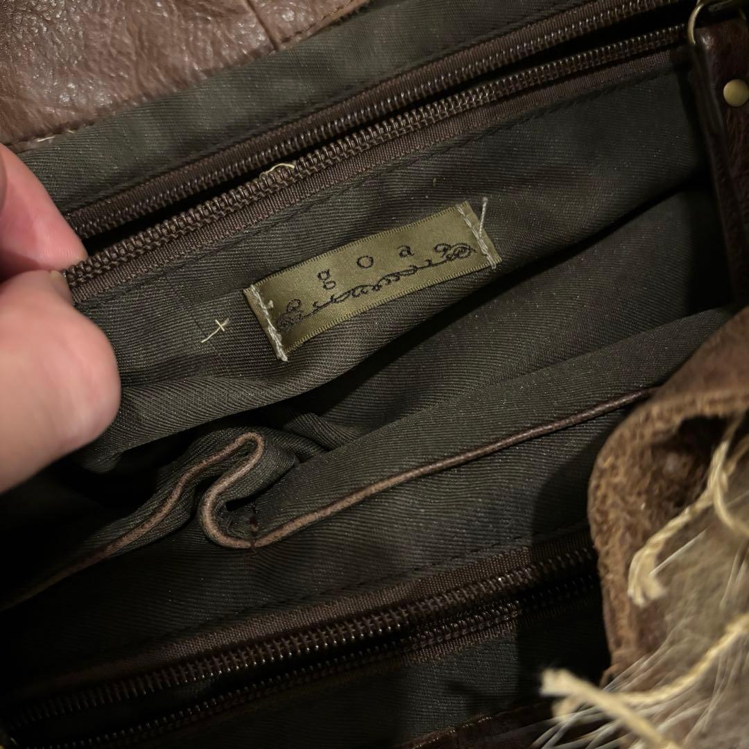 00’s archive goaレザーバッグ　ファー y2k 亜熱帯