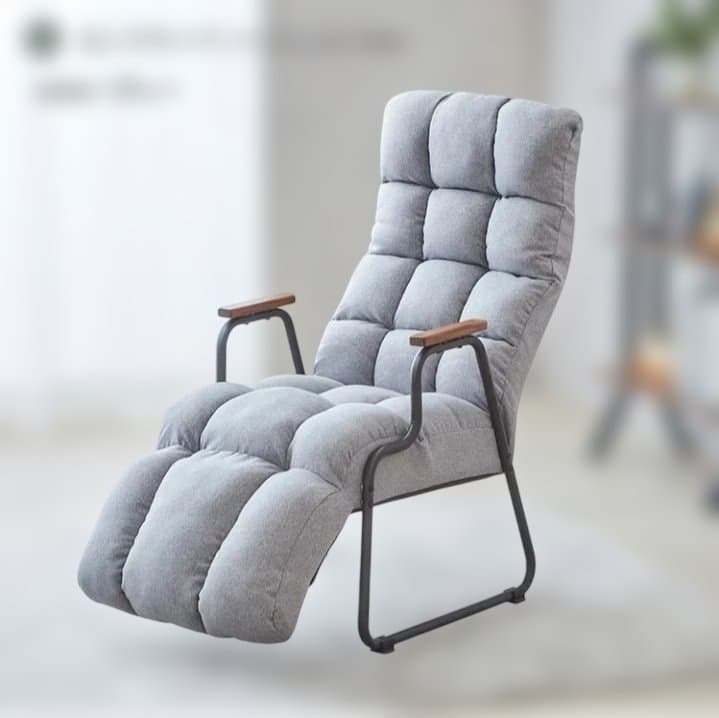 リクライニング機能付き　グレー　ソファ　一人掛けチェア