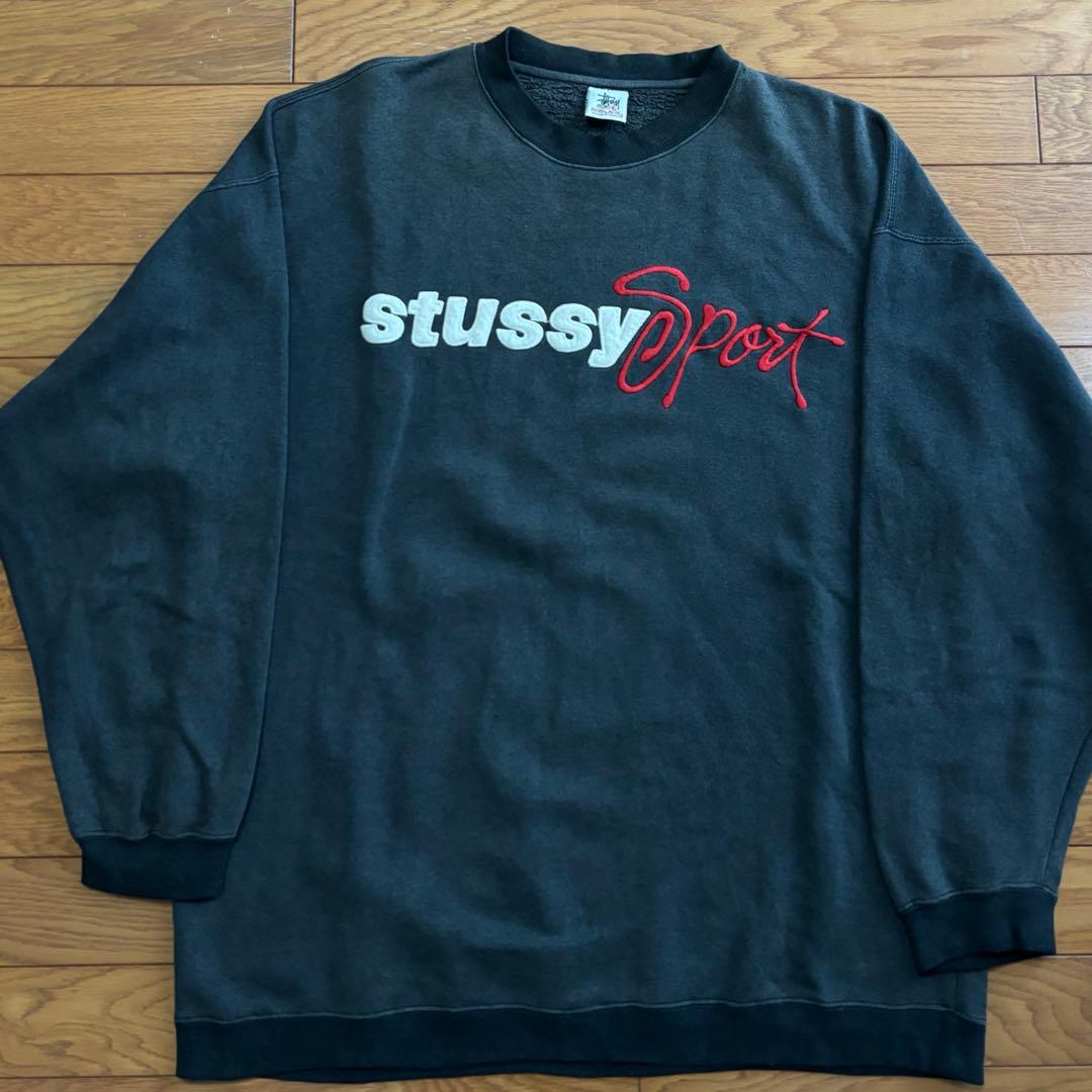 stussy sport 90sスウェット　刺繍ロゴ　トレーナー