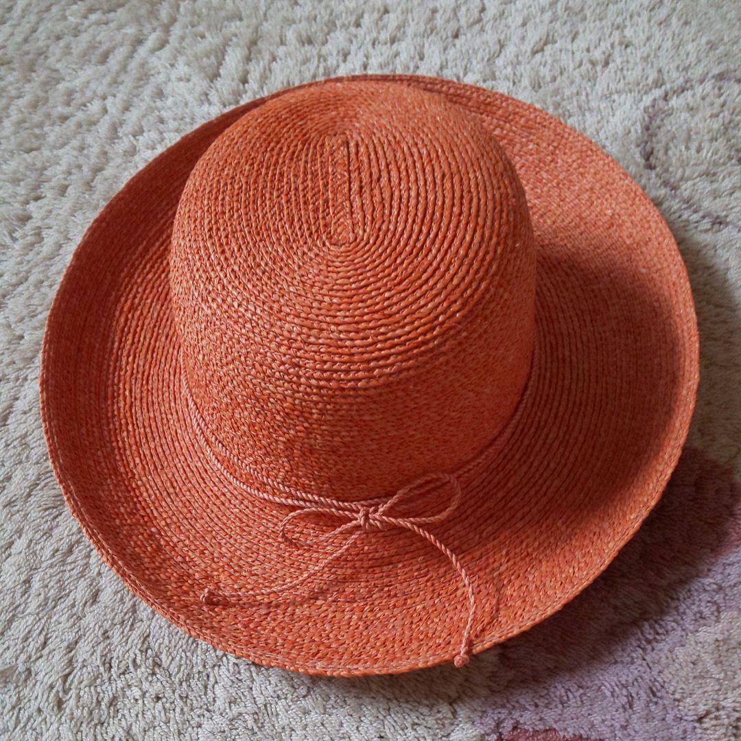 美品 ヘレンカミンスキー♥️CARLA ラフィアハット オレンジ
