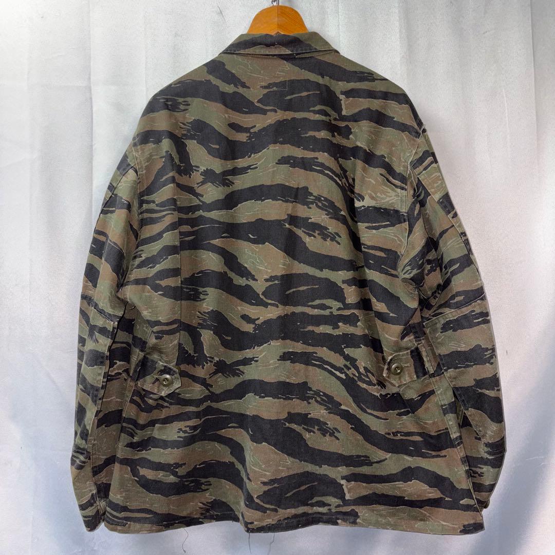 80s ミリタリー　L コンバットジャケット　タイガーストライプ　米軍実物　総柄