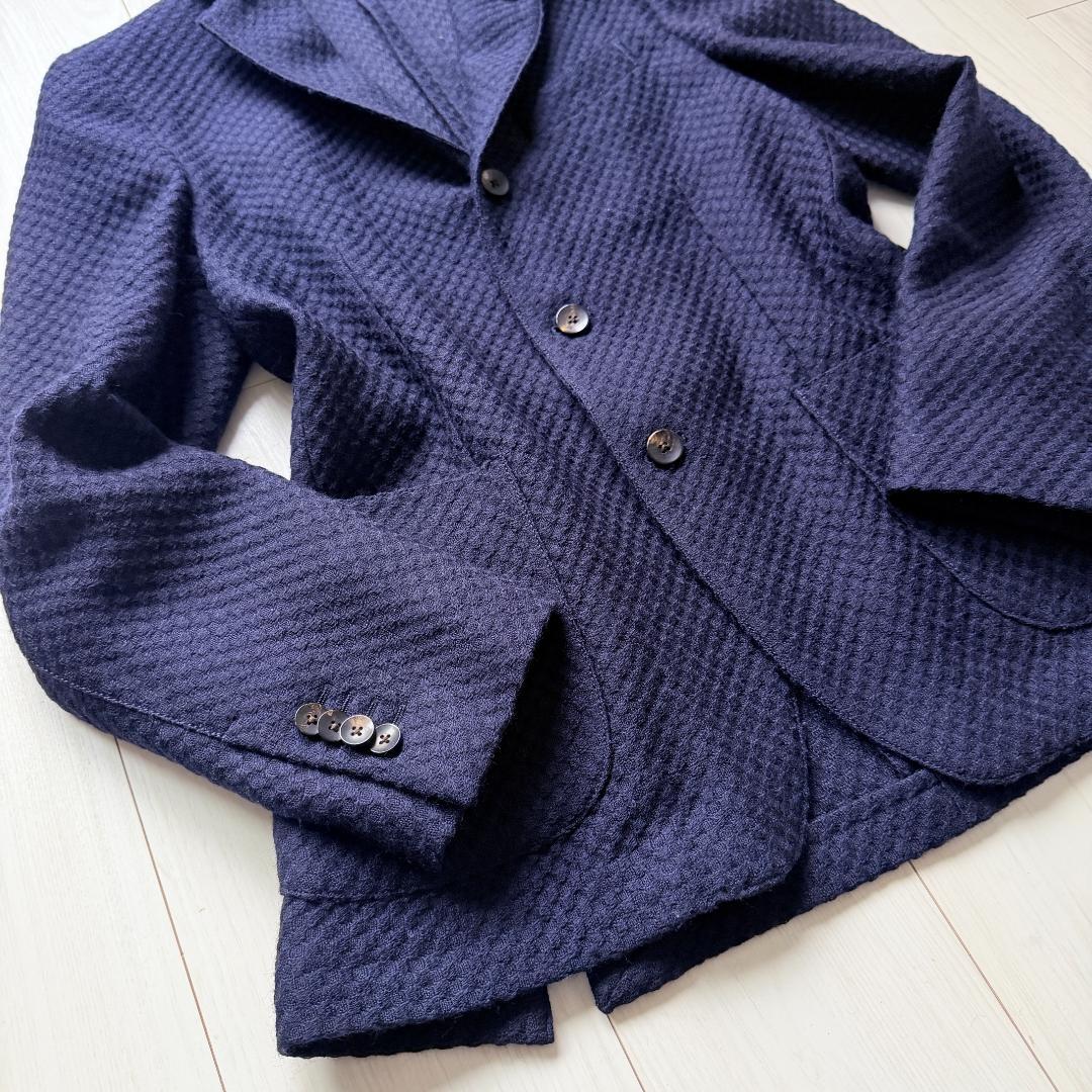 美品✨ラルディーニ　ニットジャケット　ハニカム織　ウール　ブートニエール