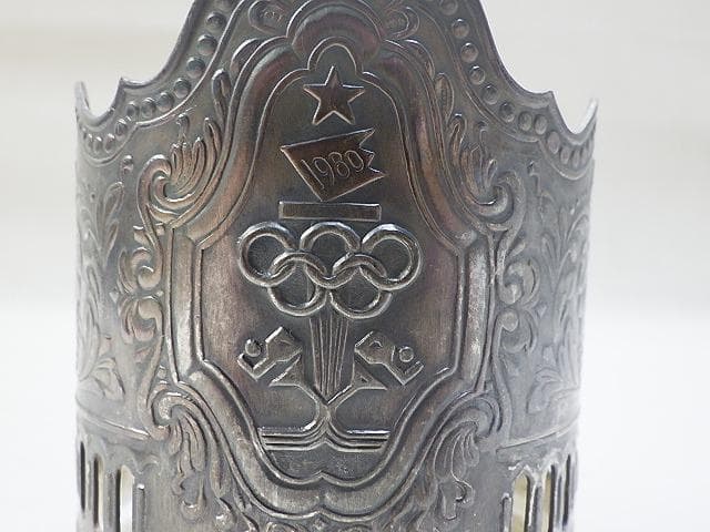 t*n様 ロシア雑貨 ソビエト モスクワオリンピック 洋銀製グラスホルダー6客