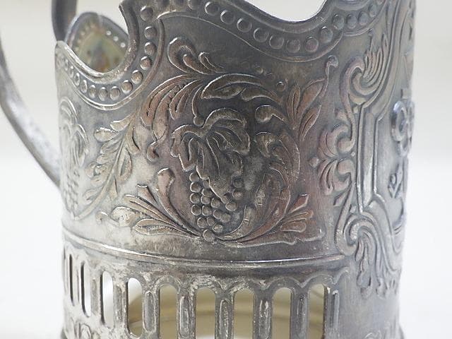 t*n様 ロシア雑貨 ソビエト モスクワオリンピック 洋銀製グラスホルダー6客