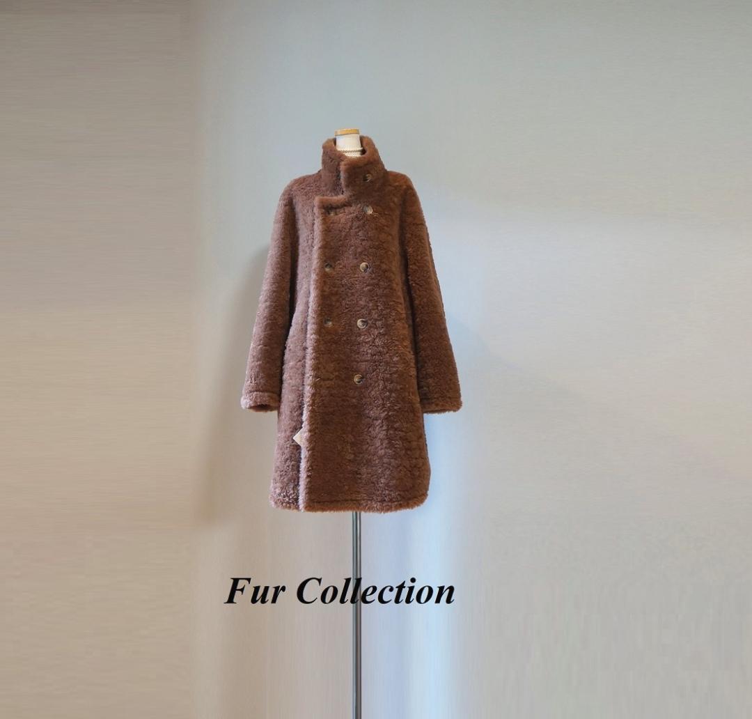 英国調☆ダブルボタン2WAY コートリバーシブル新品　寒さ対策ボアコートブラウン