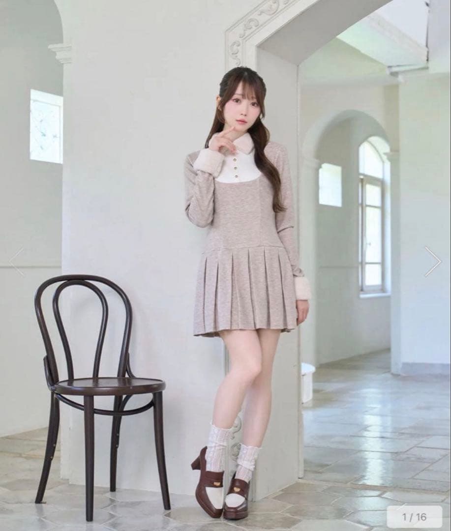 RoséMuse ロゼミューズ Knit sew pleated op M