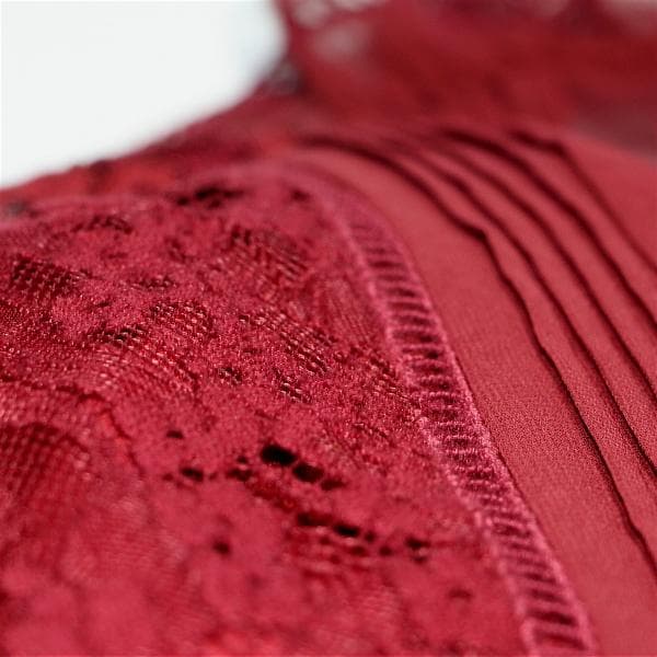 E*様 セルフポートレイト ティアードワンピース コードレース ボルドー UK8