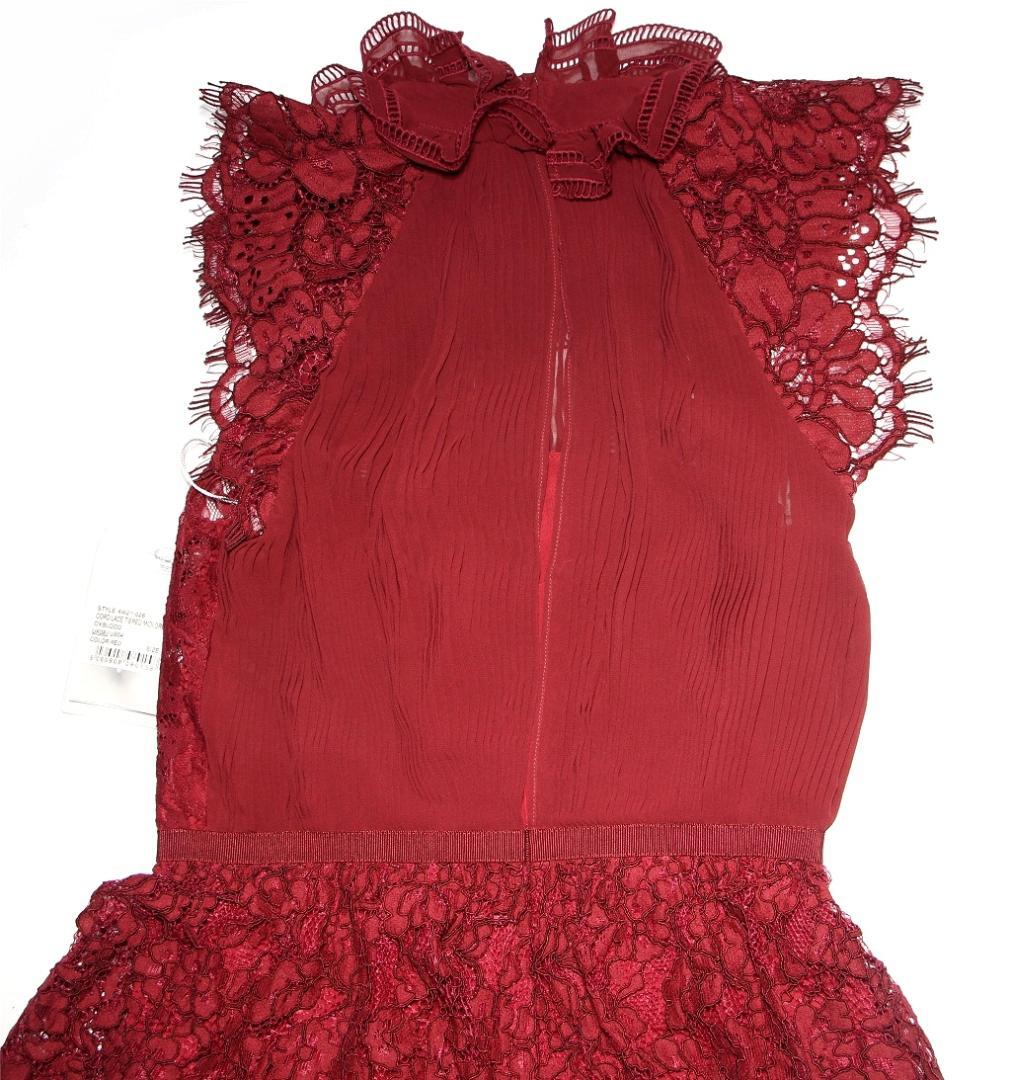 E*様 セルフポートレイト ティアードワンピース コードレース ボルドー UK8