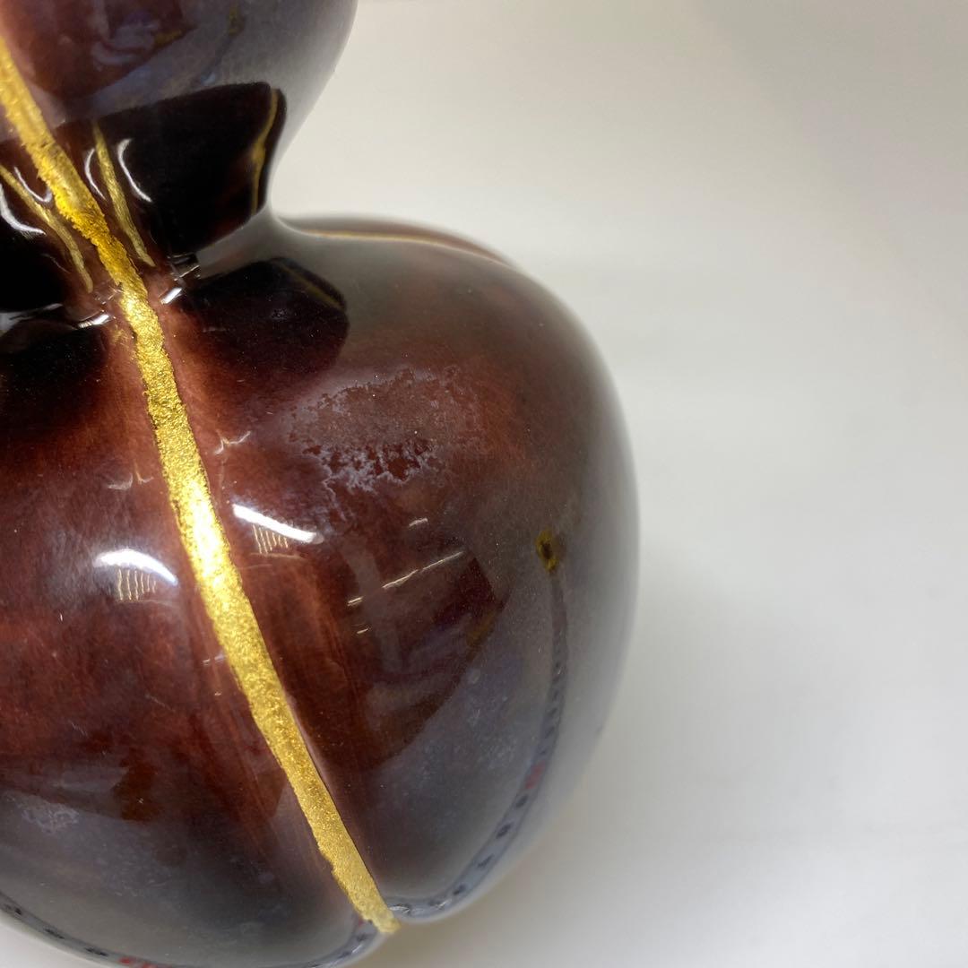 永楽善五郎　交趾瓢酒瓶一対　共箱　高さ16.5cm 東Y7-0210③タエチ