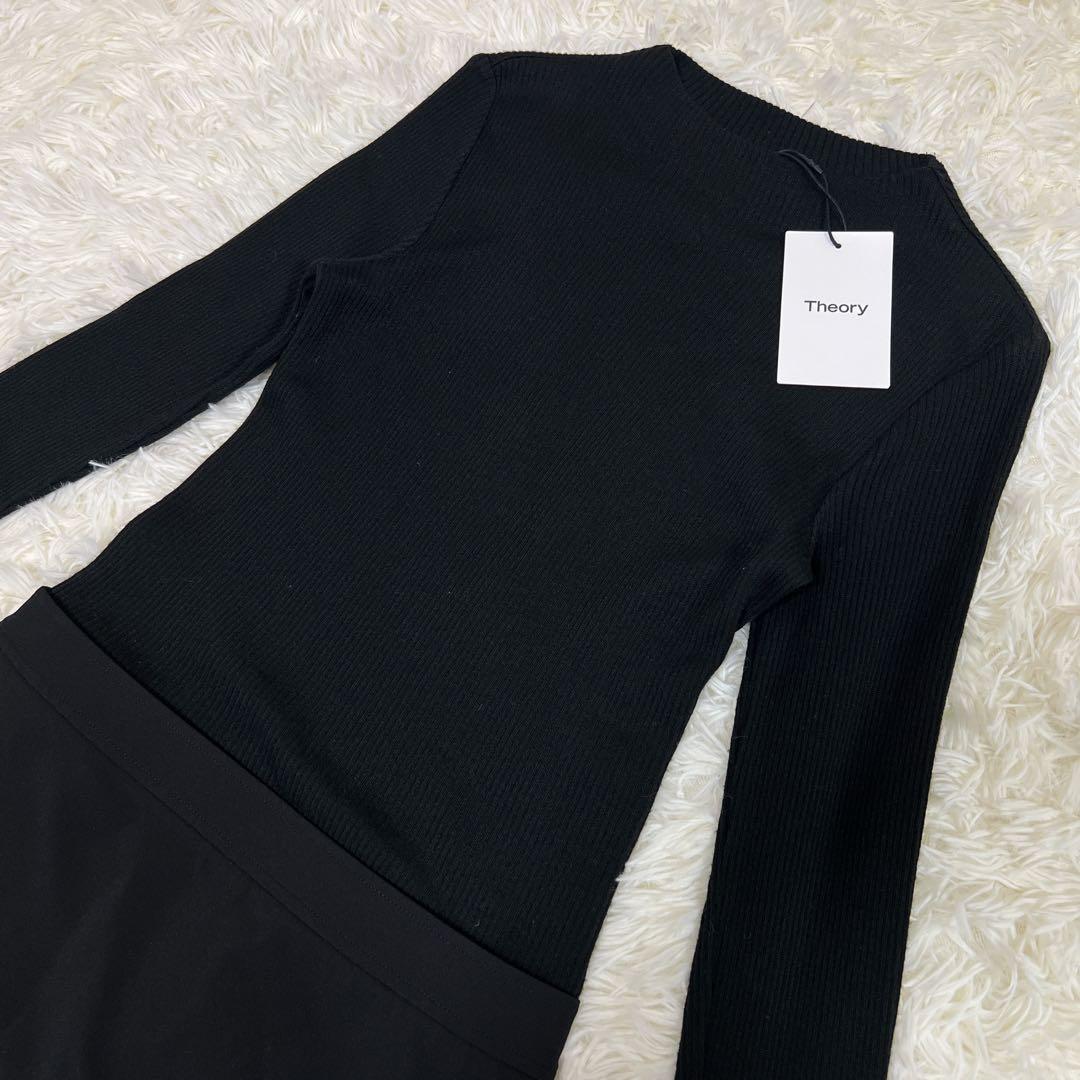 新品タグ付き✨Theory リブニットドッキングミニドレス　ブラック