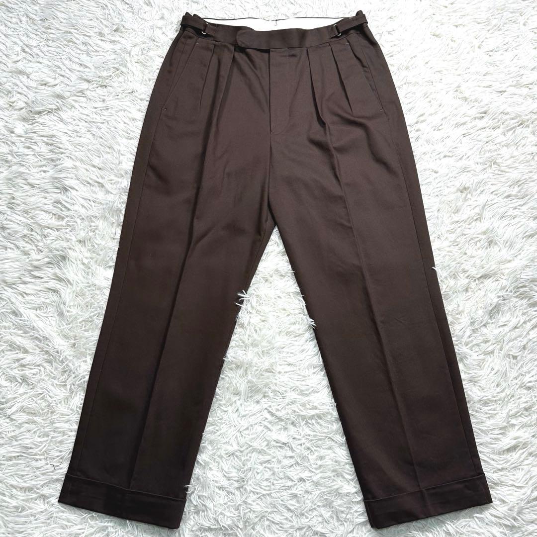 ブリティッシュメイド　オフィサーパンツ　ポーツマス　コットンドリル　ブラウン　L