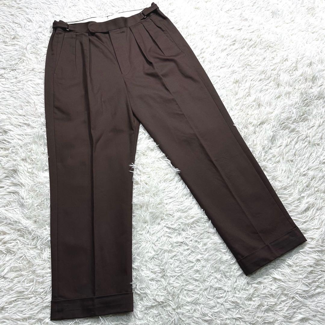 ブリティッシュメイド　オフィサーパンツ　ポーツマス　コットンドリル　ブラウン　L