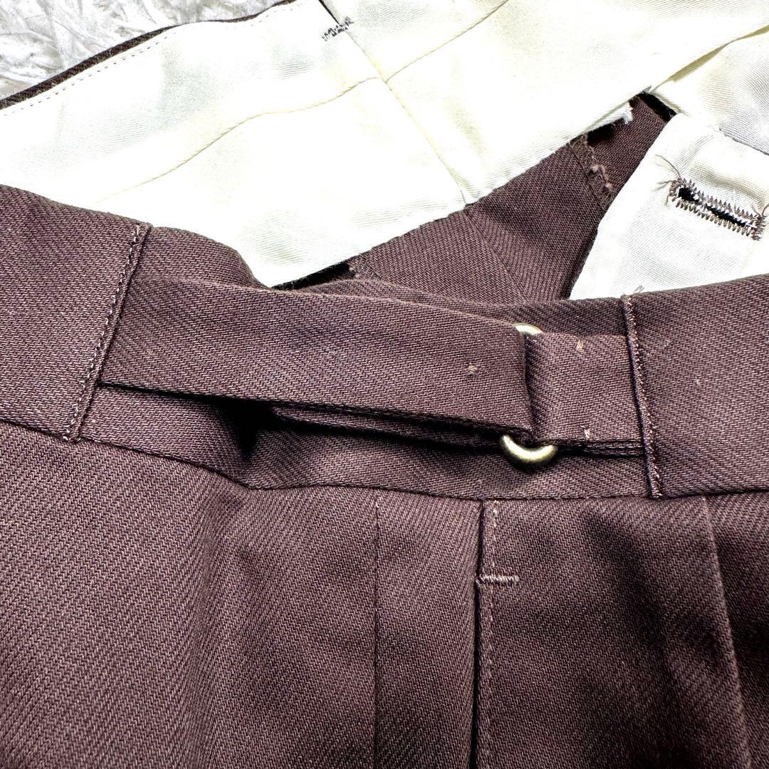 ブリティッシュメイド　オフィサーパンツ　ポーツマス　コットンドリル　ブラウン　L