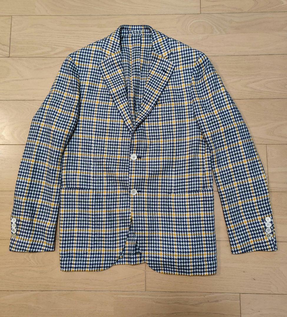 LARDINI　ラルディーニ リネンコットン チェックジャケット48