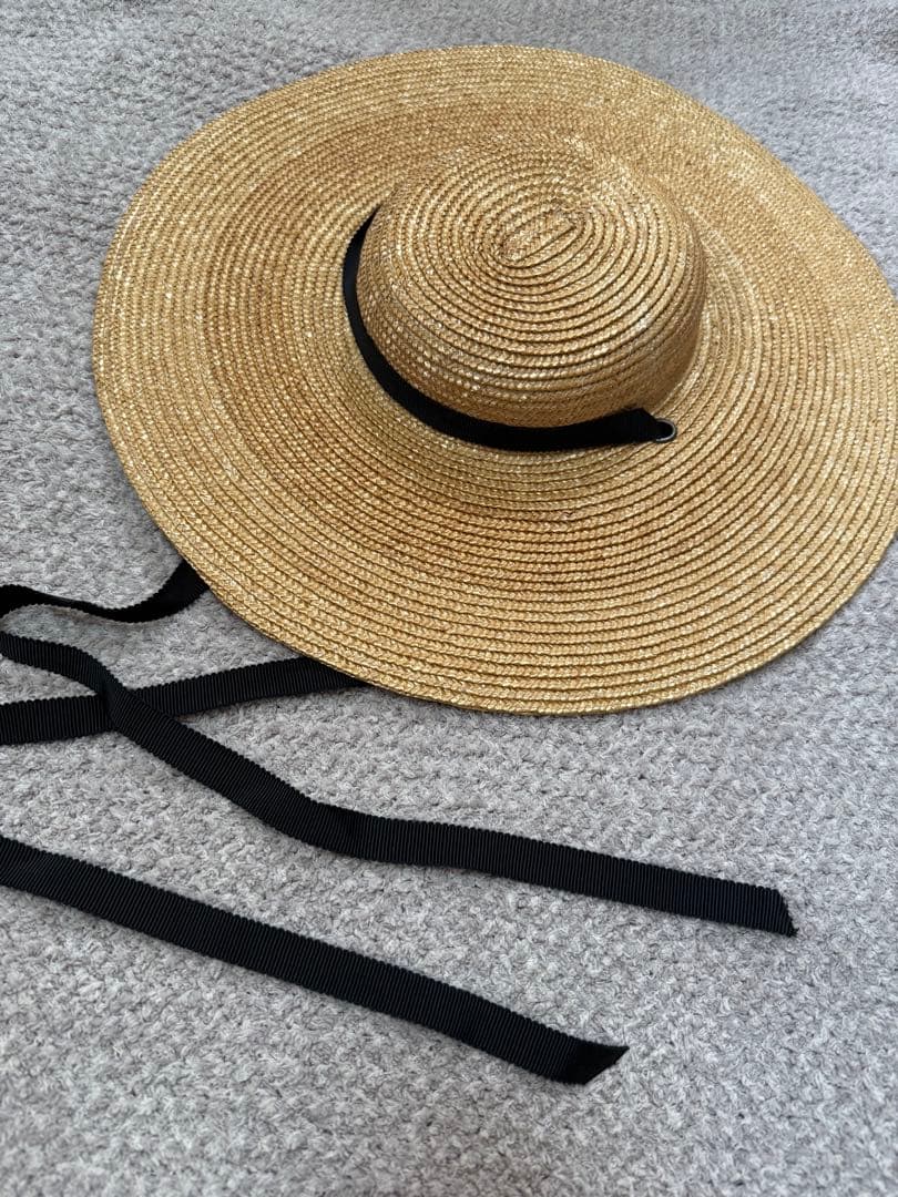 最終値下 sugri ブリムハット ストローハット グログランリボン 麦わら