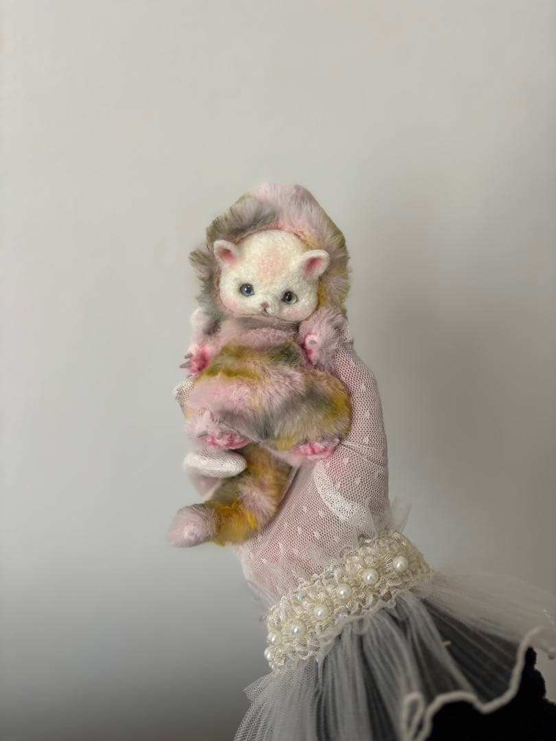 アートドール　No.066 ピンク猫幻獣　羊毛フェルト