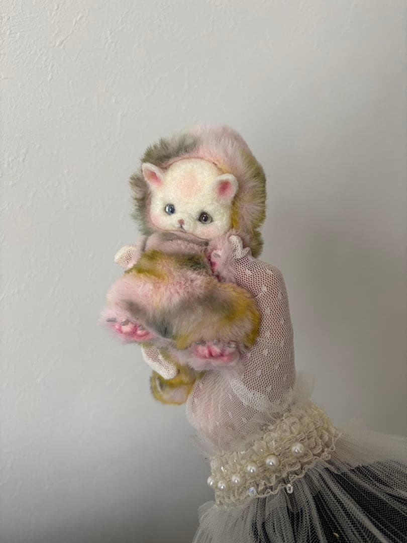 アートドール　No.066 ピンク猫幻獣　羊毛フェルト