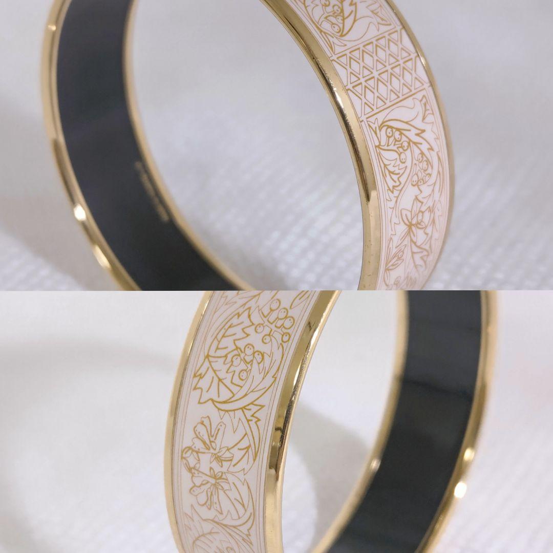 エルメスHERMESエマイユGM七宝焼バングルブレスレット白ホワイト金ゴールド